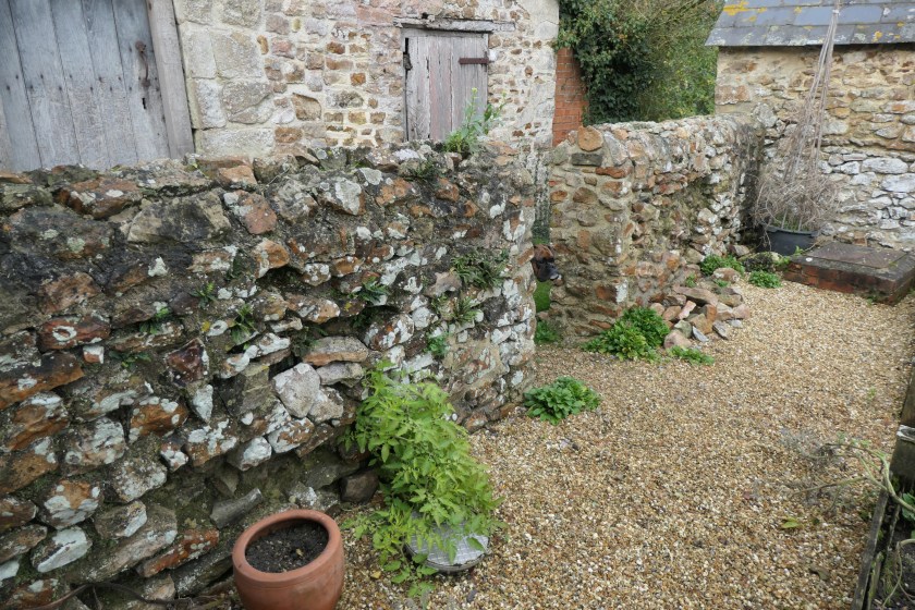 Kitchen Garden Wall - the before shot, Ley Farm Cottages